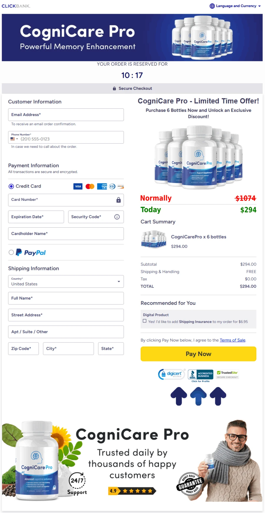 Order CogniCare Pro official checkout page